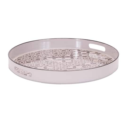 13.5" Ornate Geometric Print Round Tray